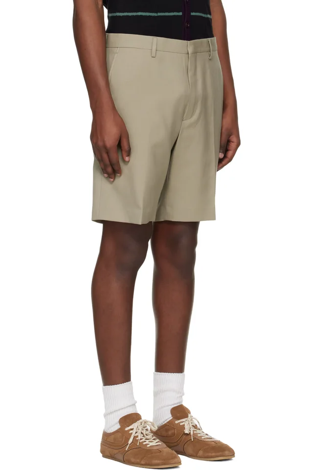 Dries Van Noten Beige Wool Shorts, photo 2 of 4 from SSENSE