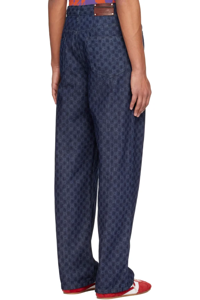 Dries Van Noten Navy Floral Jeans, photo 3 of 4 from SSENSE