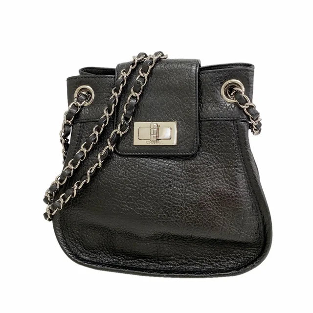 Chanel Shoulder Bag 2.55 Leather Black Silver in Black Leather from The Reluxe
