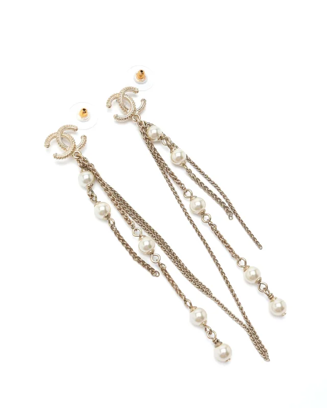 Chanel Coco Mark Pearl Dangling Earrings from A Retro Tale, photo 2 of 3