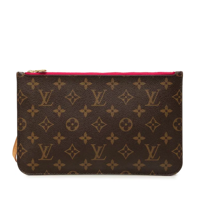 Brown Louis Vuitton Monogram Neverfull Pouch MM in Brown Coated canvas from Designer Revival