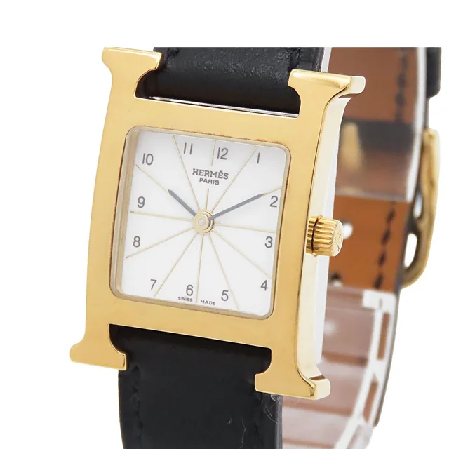 Hermès H Watch White SS Epsom Quartz in White Epsom leather from The Reluxe