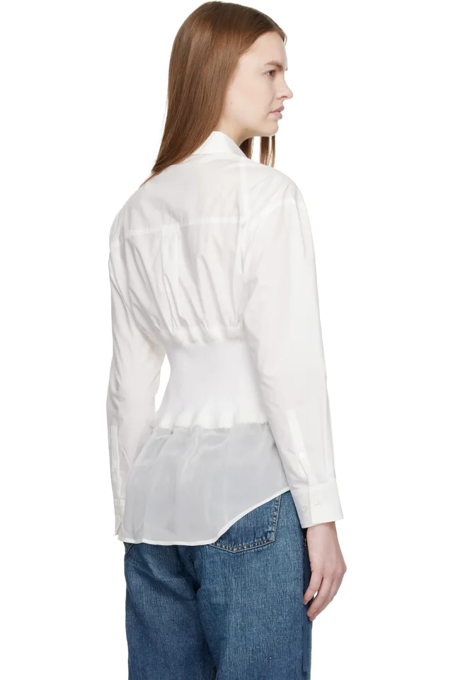 UNDERCOVER White Knit Paneled Shirt, photo 3 of 4 from SSENSE
