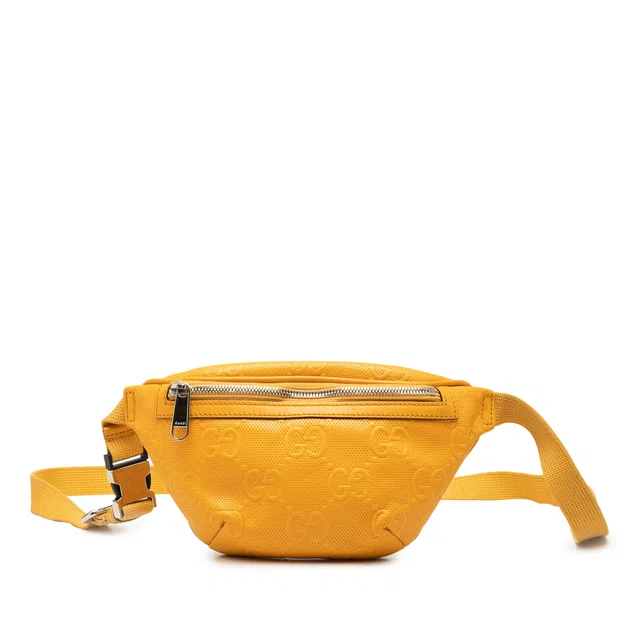 Yellow Gucci GG Embossed Perforated Calfskin Belt Bag in Yellow Calfskin from Designer Revival