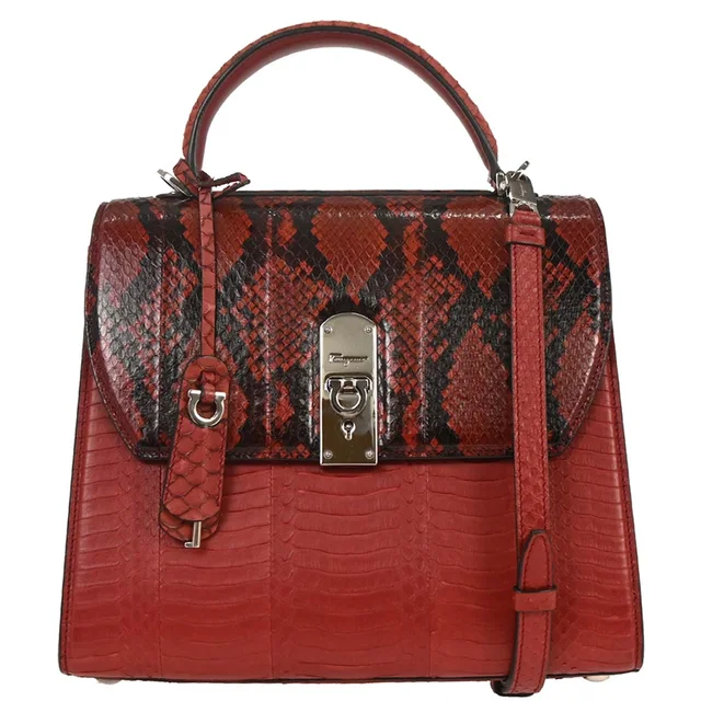 Ferragamo Red Python Boxyz Handbag in Red Python from AMORE Vintage Tokyo