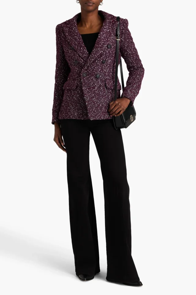 Rag & Bone Preston Double-Breasted Wool-Blend Bouclé-Tweed Blazer in Red, photo 2 of 4 from THE OUTNET