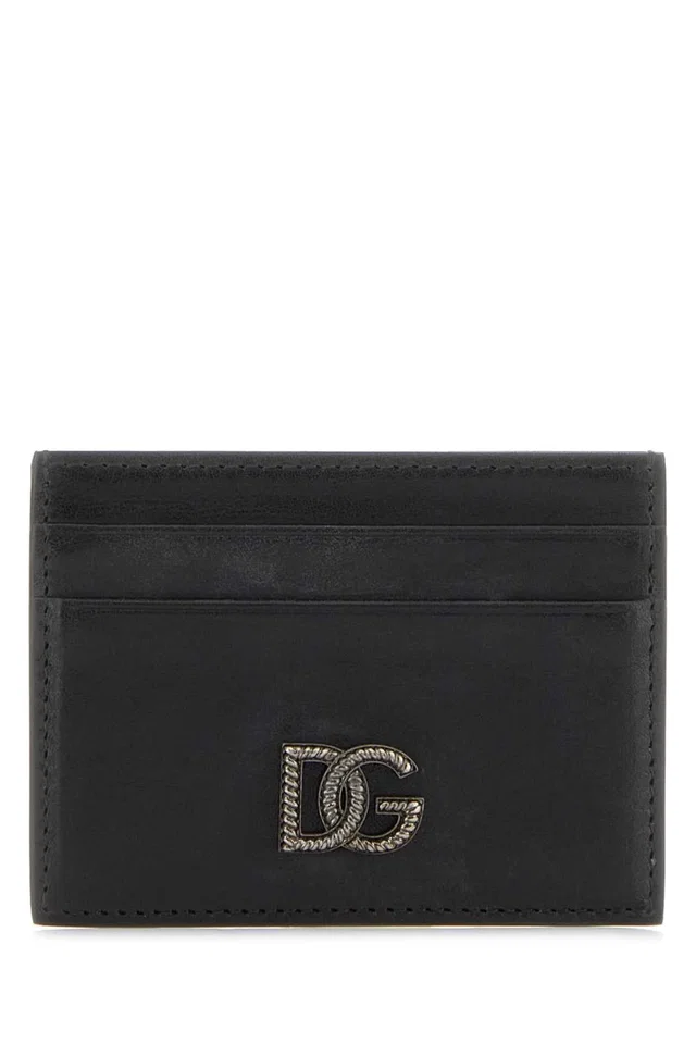 Dolce & Gabbana Logo-Embossed Calfskin Card Case — Black Vitello Cases in Black Calfskin from HEWI