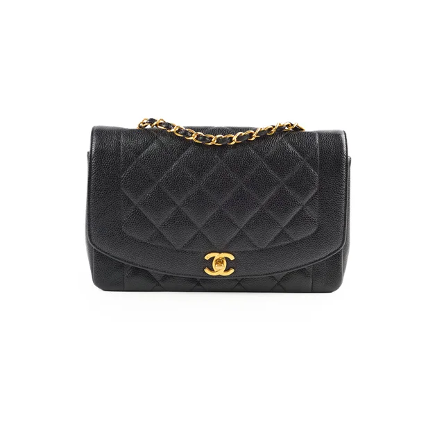 Chanel Vintage Medium Caviar Diana Bag Black in Black Caviar leather from The Purse Affair