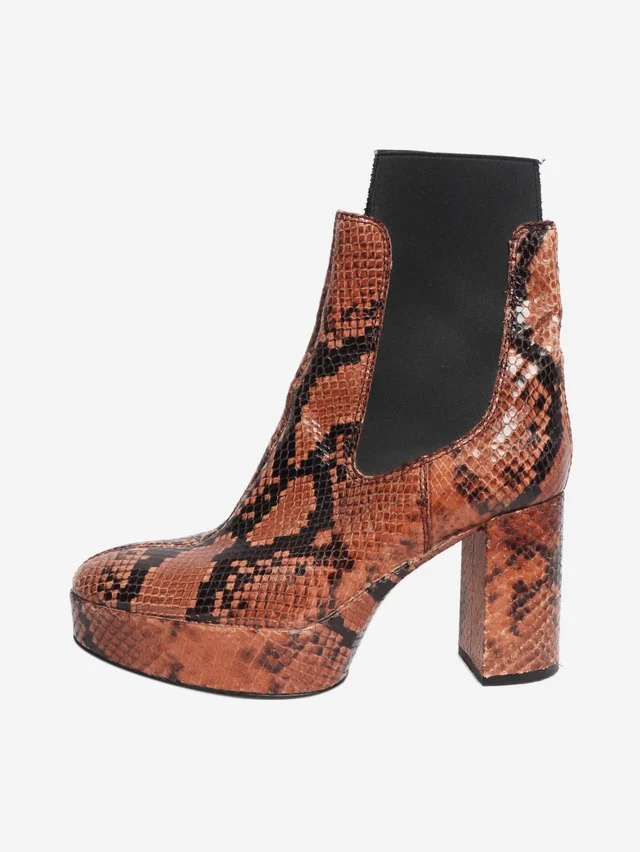 Acne Studios Brown snakeskin platform ankle boots - size EU 38 in Brown Leather from Sign of the Times