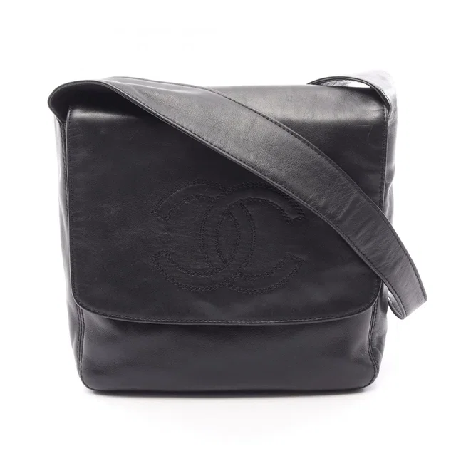 Chanel Shoulder Bag CC Logo Black Lambskin CC in Black Lambskin from The Reluxe