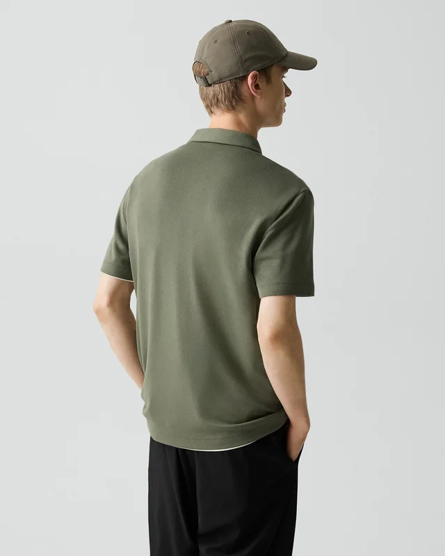 Theory Bron Polo Shirt in Anemone Modal Jersey in LIGHT IVY 67% Modal, 30% Polyester, 3% Spandex, photo 3 of 12 from Theory