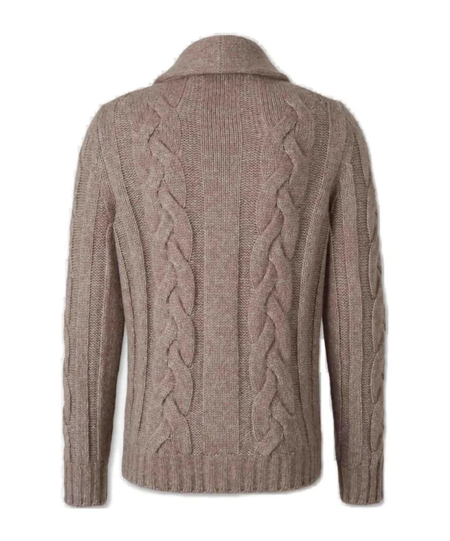 Gran Sasso Cable Knit Shawl Collar Cardigan, photo 2 of 4 from SENSER