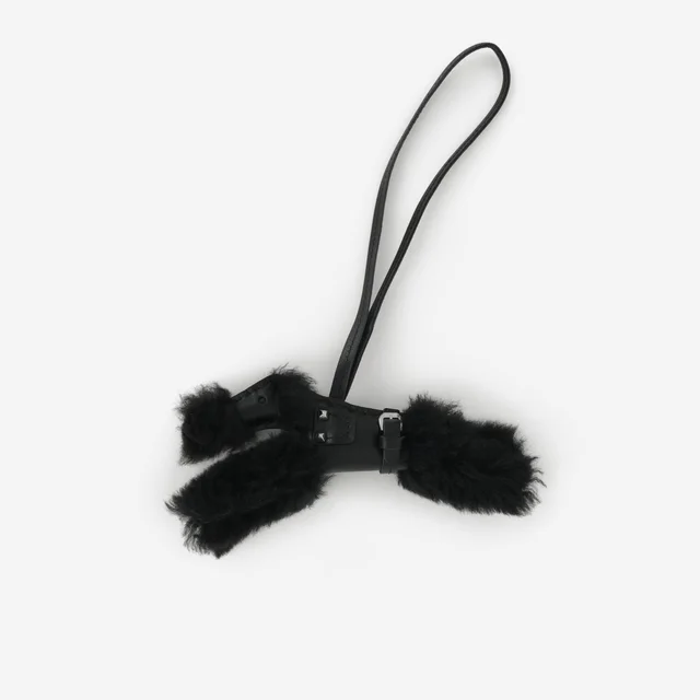 Hermès Budy Punk Charm - Noir Milo / Merino Wool | Palladium Hardware in Black Noir Milo Leather from Bagista