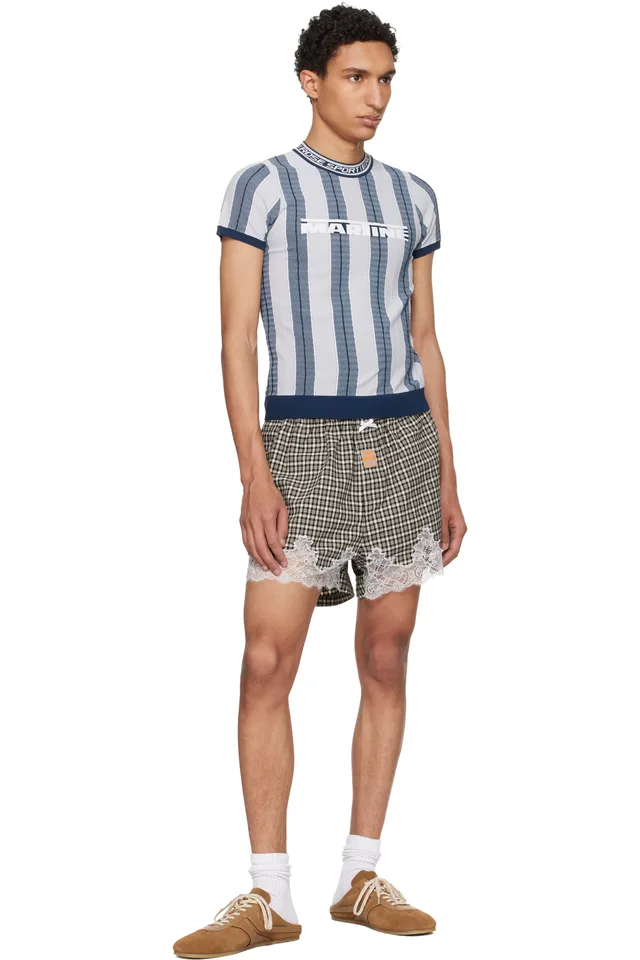 Martine Rose Khaki & Black French Knicker Shorts, photo 4 of 4 from SSENSE