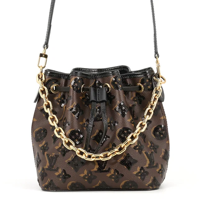 Louis Vuitton Noe Noir/BrownM26284 Monogram Sequins Size BB in Black from GALLERY RARE