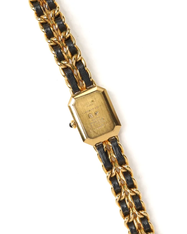 Chanel Première L 20mm Gold-Plated Black Dial Quartz Watch in Black Woven leather from A Retro Tale, photo 3 of 8