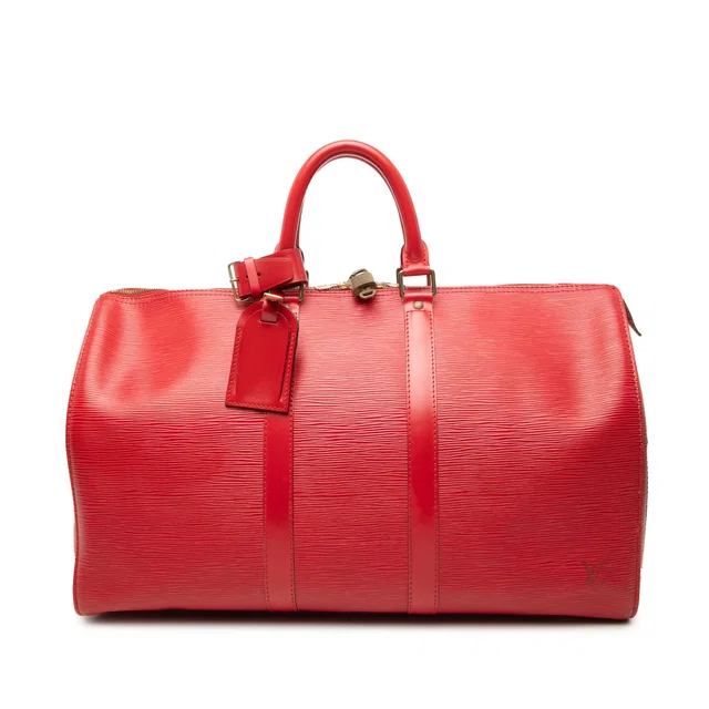 Red Louis Vuitton Epi Keepall 45 Travel Bag in Red Leather from Designer Revival, photo 1 of 1