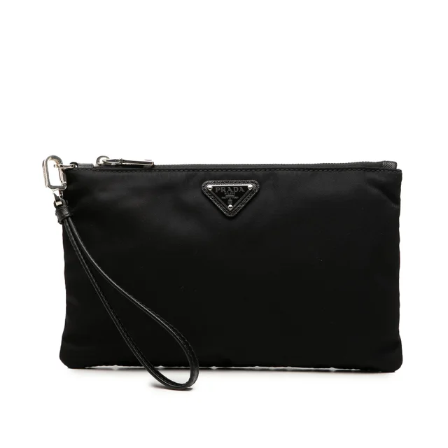 Black Prada Tessuto Wristlet Clutch in Black Nylon from Designer Revival, photo 1 of 1