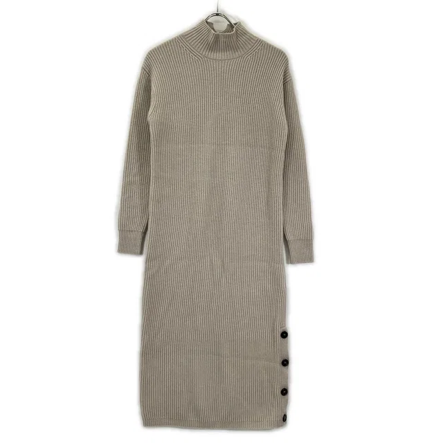 S Maxmara Beige Woolcashmere Mock Neckknit Dress in Beige Wool from The Reluxe