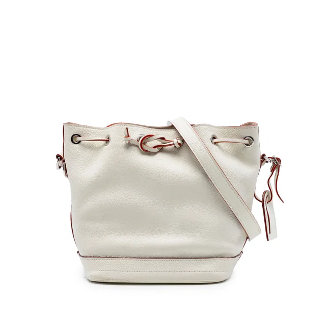 White Louis Vuitton Suhali Noe BB Bucket Bag in White Leather from Designer Revival