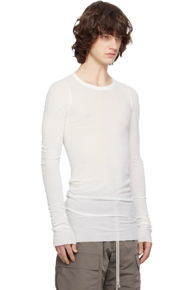 Rick Owens Off-White Temple Rib LS T-shirt, photo 2 of 4 from SSENSE
