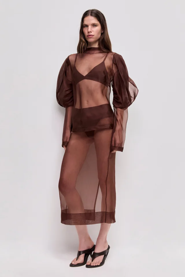 AJE Mirella Organza Skirt in Brown from Aje, photo 1 of 1