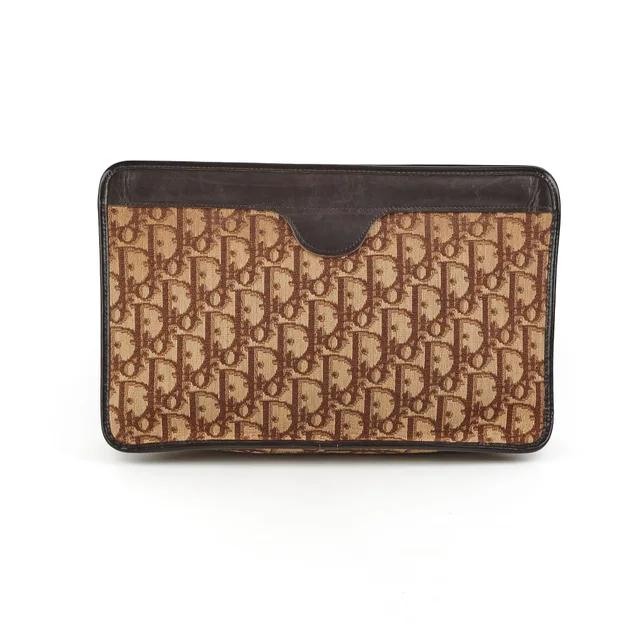 Dior Vintage Brown Clutch in Brown Canvas from The Purse Affair