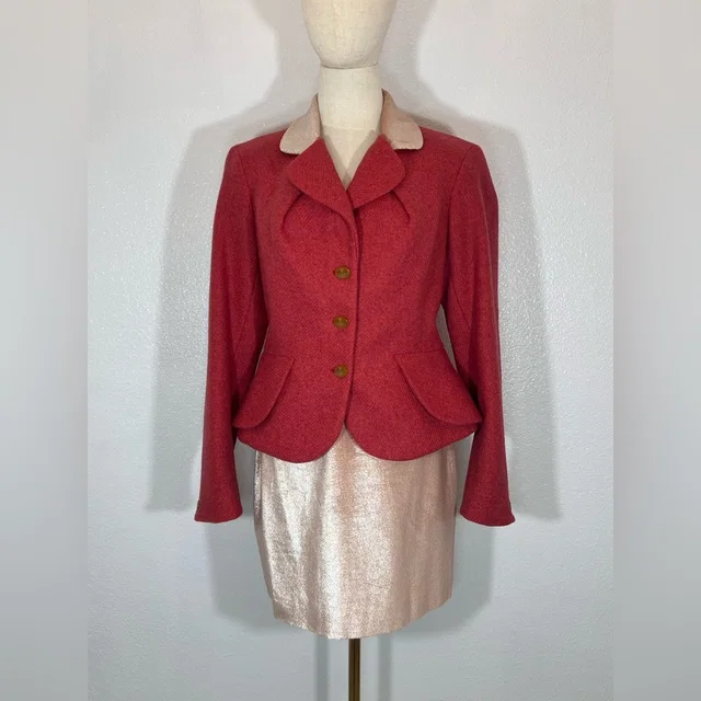 Vivienne Westwood Vintage 1990s Tweed And Velvet Skirt Suit in pink|red Tweed from Poshmark
