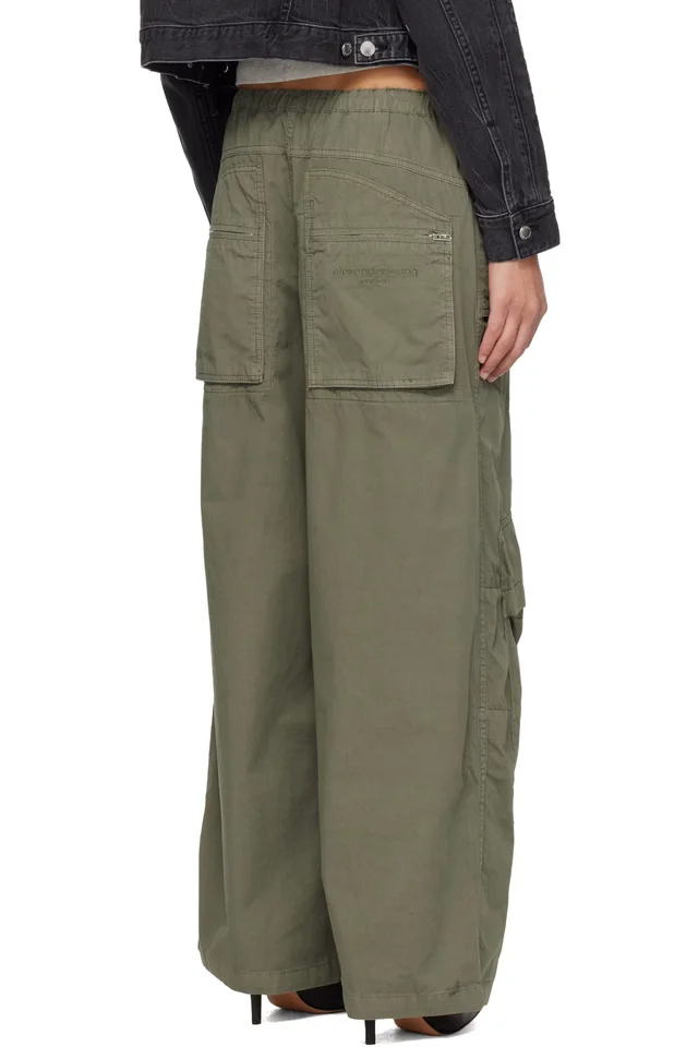 Alexander Wang Khaki Mid-Rise Articulated Pockets Cargo Pants, photo 3 of 4 from SSENSE