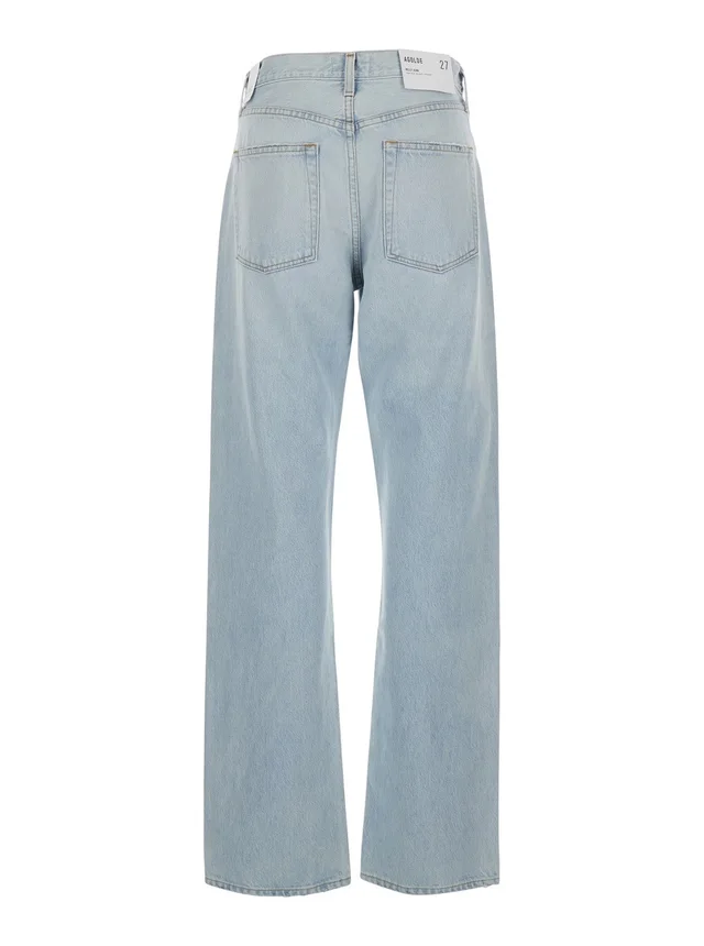 AGOLDE Light blue jeans with logo patch on the back in denim for women, photo 4 of 6 from Gaudenzi Boutique