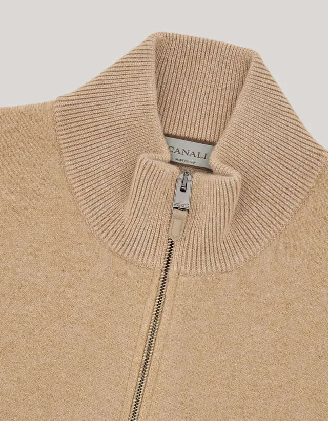 Canali Elbow-Patch Zipped Cardigan, photo 2 of 4 from SENSER