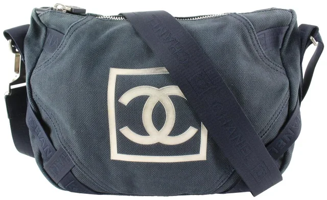 Chanel Navy CC Logo Sports Messenger Crossbody in Navy Canvas from Bagriculture