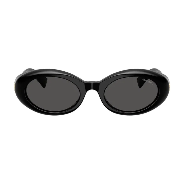 Miu Miu 0mub09s-16k08z52 Oval Acetate Sunglasses — Black in Black from HEWI