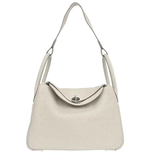 Hermès Vanilla Taurillon Clemence Lindy 30 Shoulder Bag in Clemence leather from AMORE Vintage Tokyo