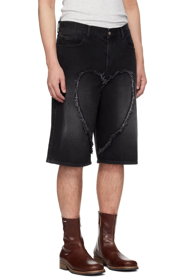 Carne Bollente SSENSE Exclusive Black Love Denim Shorts, photo 2 of 4 from SSENSE