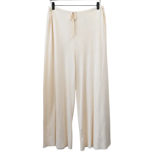 The Row Delphine Porcelain Silk Cotton Wide-Leg Pants in Silk from Clotheshorse Anonymous