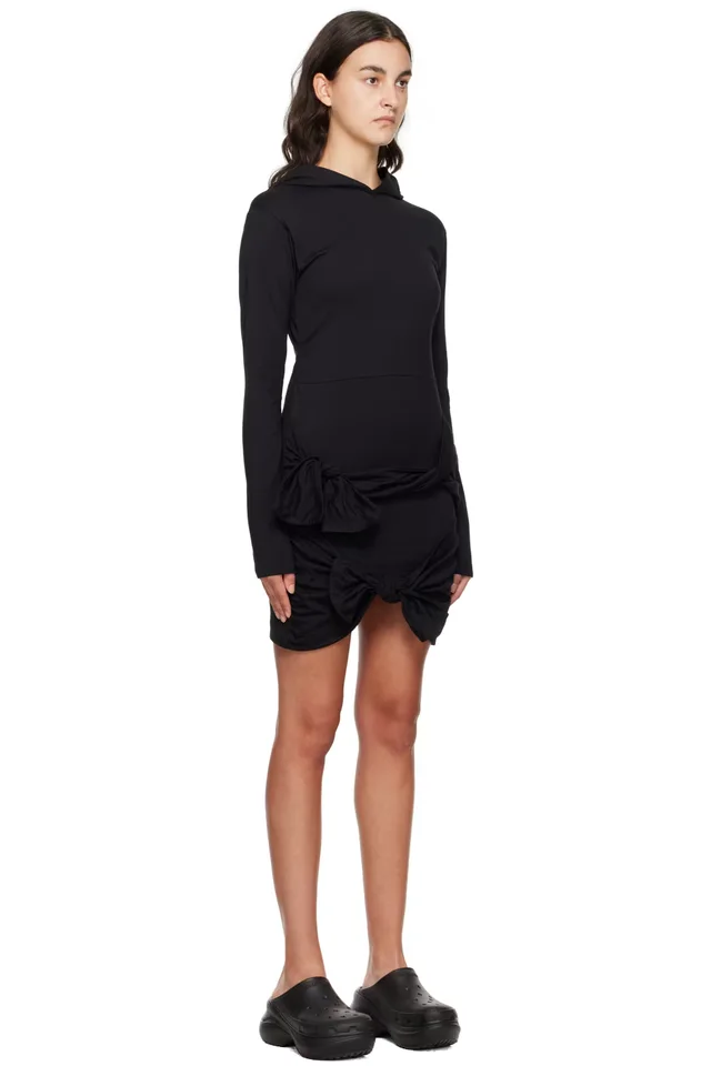 MSGM Black Hooded Minidress, photo 2 of 4 from SSENSE
