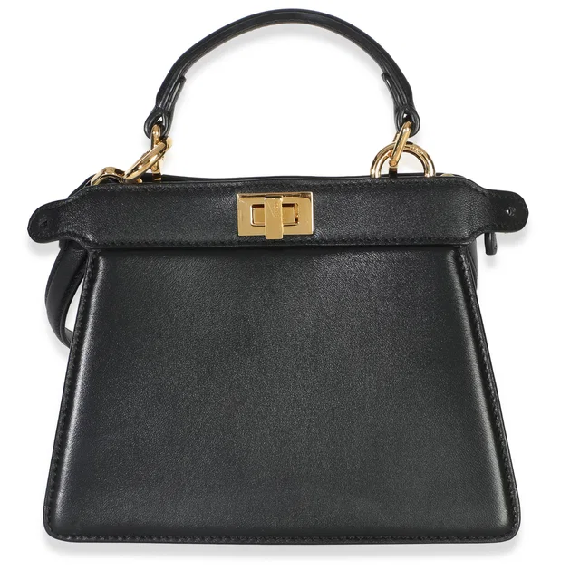Fendi Black Shiny Nappa Petite Peekaboo I SEE U Satchel in Black Nappa leather from myGemma
