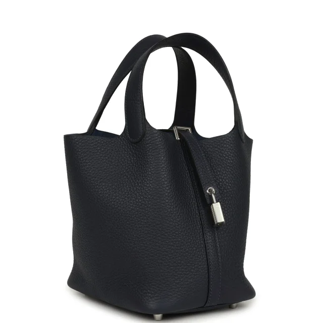 Hermès Picotin Lock 18 Bleu Nuit Clemence Palladium Hardware in Navy Clemence leather from Madison Avenue Couture, photo 2 of 8