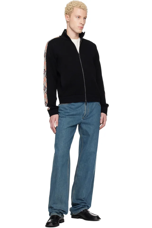 Burberry Black Check Trim Zip-Up Sweater, photo 4 of 4 from SSENSE