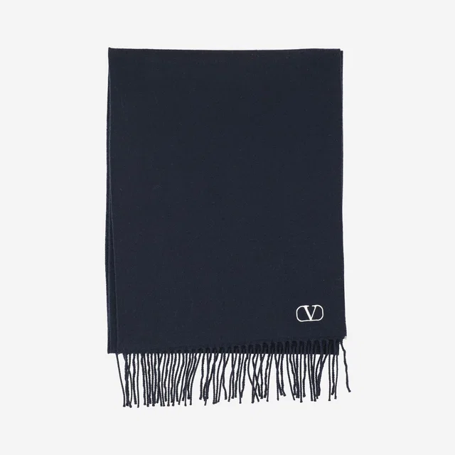 Valentino Garavani Virgin Wool Scarf — Navy Scarfs in Navy Wool from HEWI