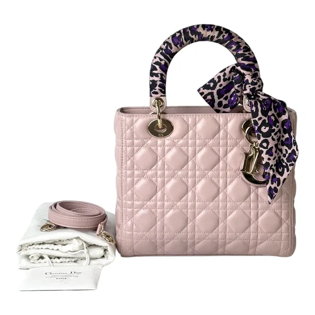 Lady Dior Bag Medium Nude Pink in Pink from Luxury Promise