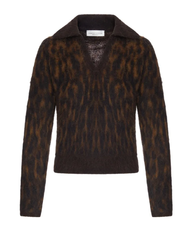 Roberto Collina Leopard print collared knit sweater from SENSER, photo 1 of 1