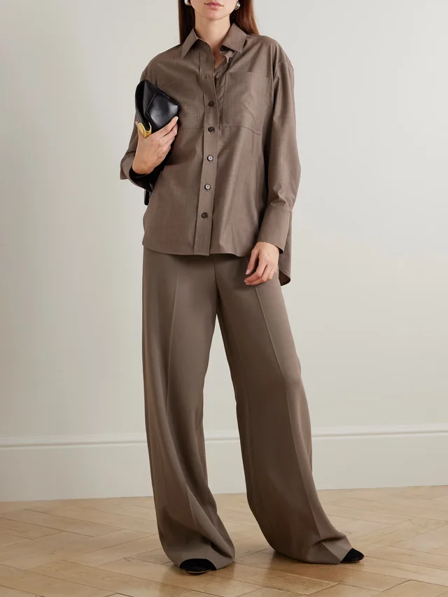 JOSEPH Alane crepe wide-leg pants in Brown, photo 2 of 2 from NET-A-PORTER (Canada)