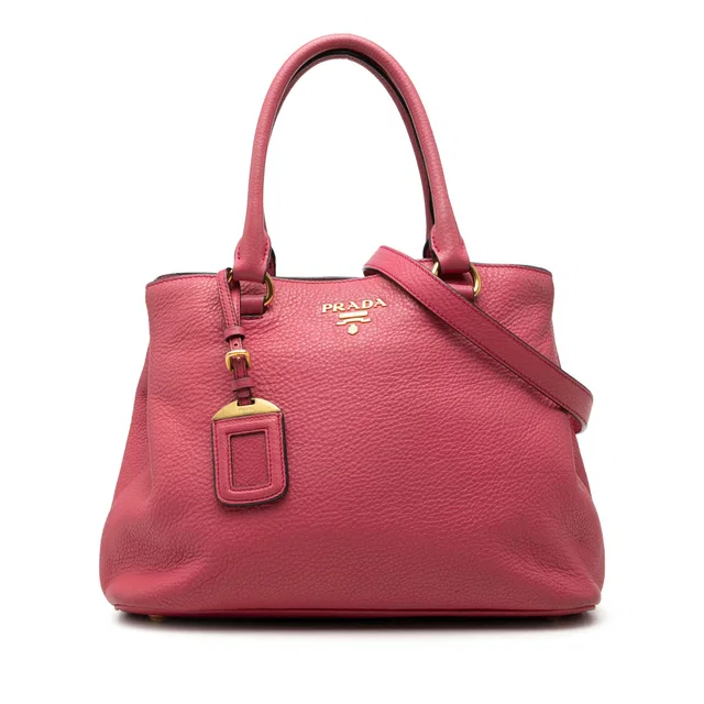 Pink Prada Vitello Daino Open Convertible Tote Satchel in Pink Leather from Designer Revival