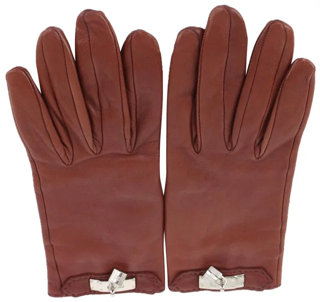 Hermès Size 6 Burgundy Leather Kelly Hommage Gloves in Burgundy Leather from Bagriculture