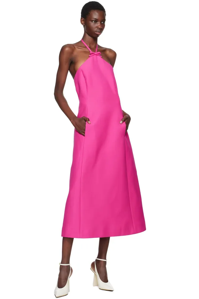 Valentino Pink Crepe Couture Midi Dress, photo 4 of 4 from SSENSE