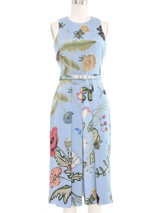 Gucci Silk Garden Painting Dress in Silk from Arcade Vintage
