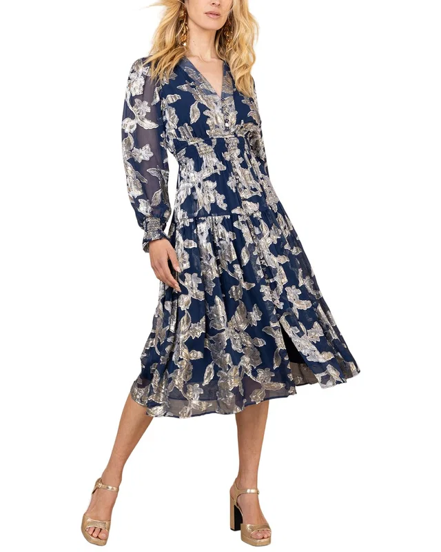 Hale Bob Long Sleeve Raquel Silk-Blend Midi Dress, image 1 of 1 from Rue La La