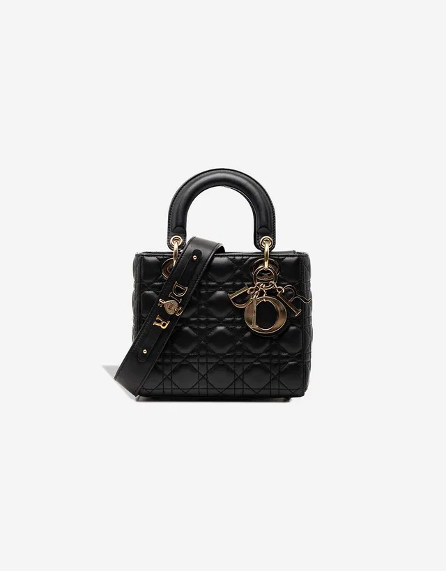 Dior Lady Small Lamb Black in Black Lambskin from SACLÀB